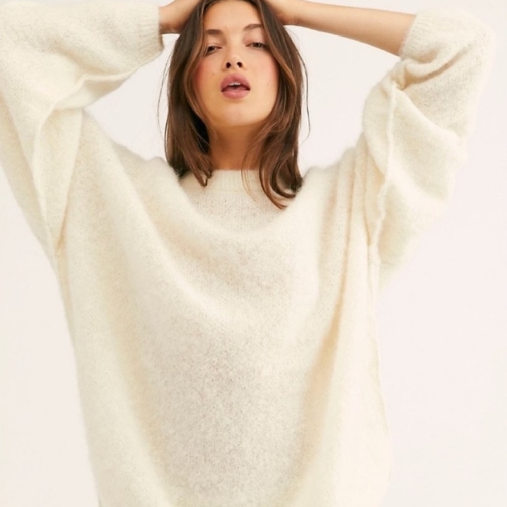 Free People Angelic Balloon Sleeve Sweater Ivory